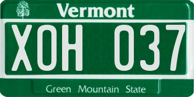 VT license plate XOH037