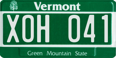 VT license plate XOH041