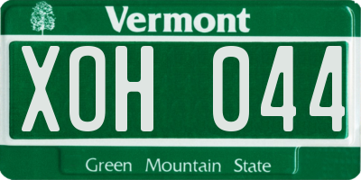 VT license plate XOH044