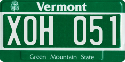 VT license plate XOH051