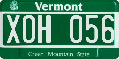 VT license plate XOH056