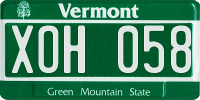 VT license plate XOH058