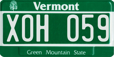 VT license plate XOH059