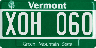 VT license plate XOH060