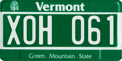 VT license plate XOH061