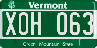 VT license plate XOH063