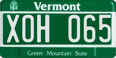 VT license plate XOH065