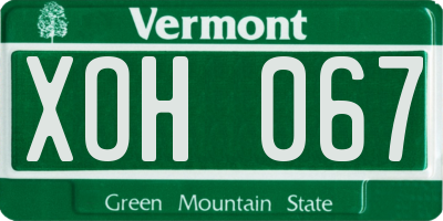 VT license plate XOH067