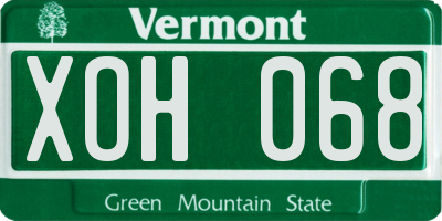 VT license plate XOH068