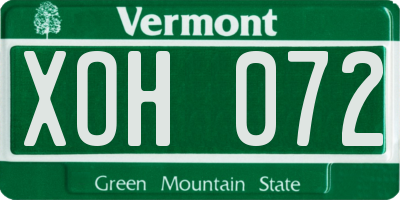 VT license plate XOH072