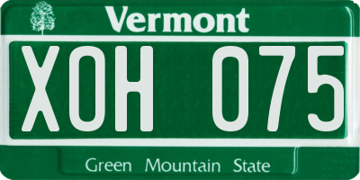 VT license plate XOH075