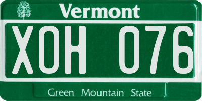 VT license plate XOH076