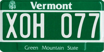 VT license plate XOH077