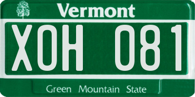 VT license plate XOH081