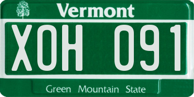 VT license plate XOH091