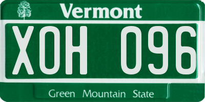 VT license plate XOH096