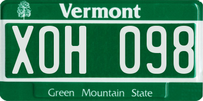 VT license plate XOH098