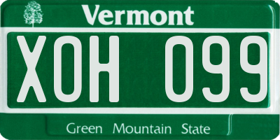 VT license plate XOH099