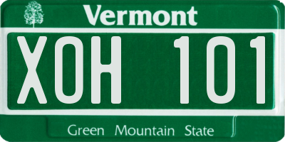 VT license plate XOH101