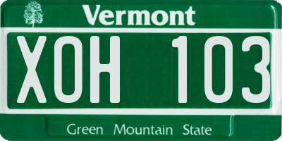 VT license plate XOH103