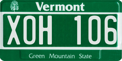VT license plate XOH106