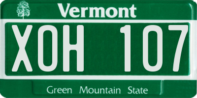 VT license plate XOH107
