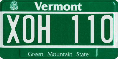 VT license plate XOH110