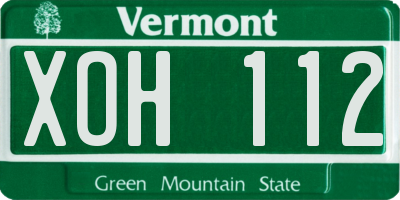 VT license plate XOH112