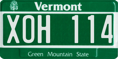 VT license plate XOH114