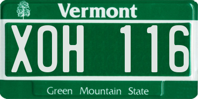 VT license plate XOH116
