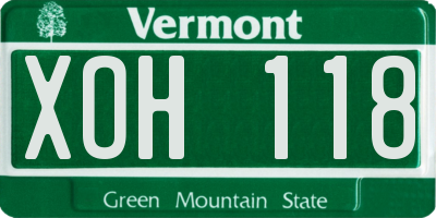 VT license plate XOH118