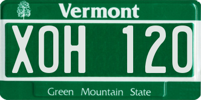 VT license plate XOH120