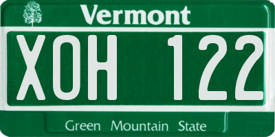 VT license plate XOH122