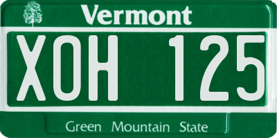 VT license plate XOH125