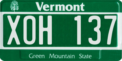 VT license plate XOH137