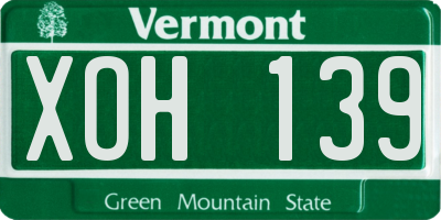 VT license plate XOH139