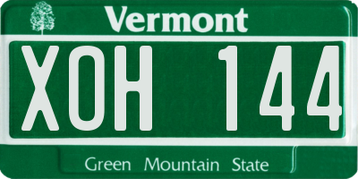 VT license plate XOH144
