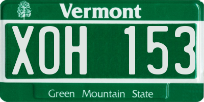 VT license plate XOH153