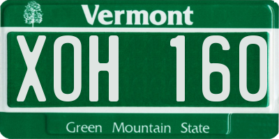 VT license plate XOH160