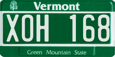 VT license plate XOH168