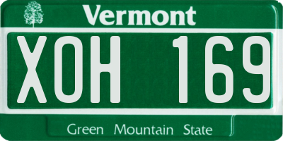 VT license plate XOH169
