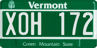 VT license plate XOH172