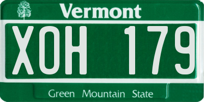 VT license plate XOH179