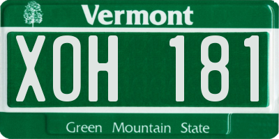 VT license plate XOH181