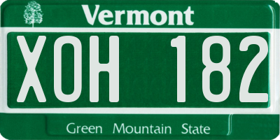 VT license plate XOH182