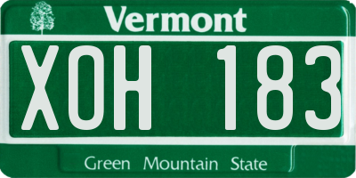VT license plate XOH183