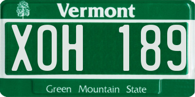 VT license plate XOH189