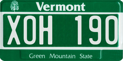 VT license plate XOH190