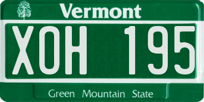 VT license plate XOH195