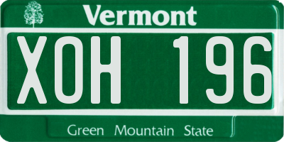 VT license plate XOH196